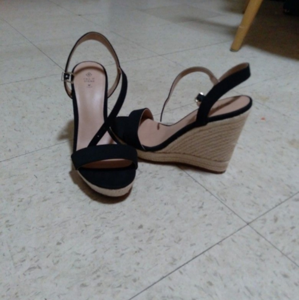 Call it spring size 9 black wedges